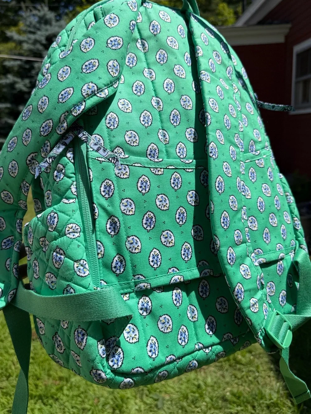 Vera Bradley Campus Backpack Garden Green Leaf NWT